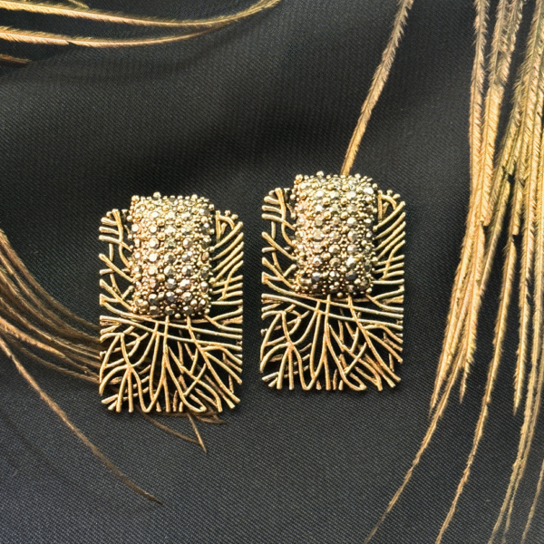 Textured Rectangle Statement Earrings – Modern Geometric Design (j18)