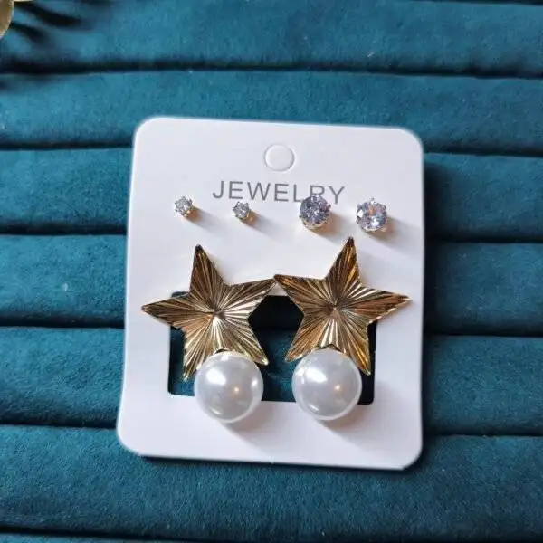 Elegant Gold & White Earrings – Stylish Stud & Dangle Earrings for Women