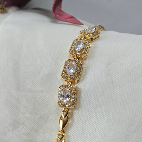 Luxurious Gold-Plated Square Stone Bracelets – Timeless Glamour (J24)
