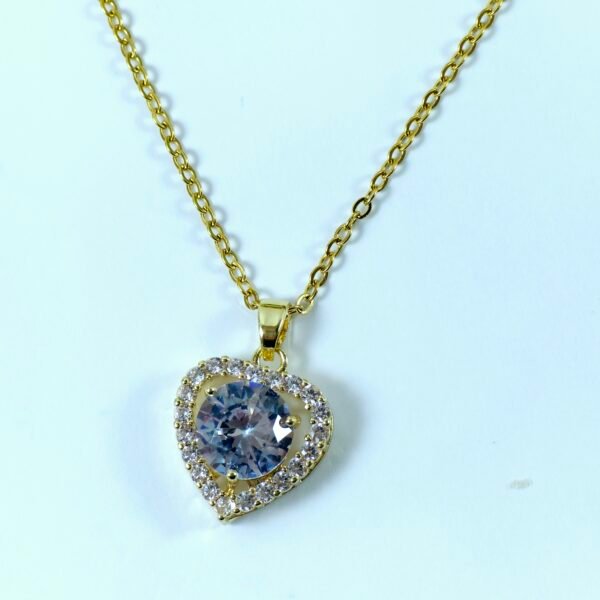Radiant Stainless Steel Gold-Plated Pendant Necklace with Sparkling Pave Zircon
