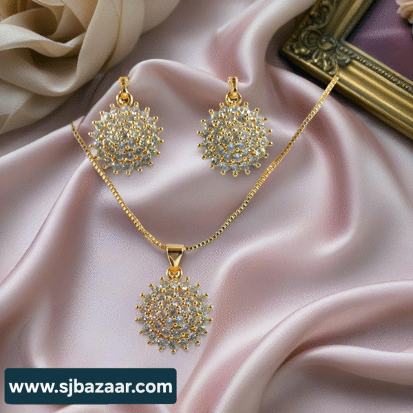Elegant Gold-Plated Pendant Set with Zircon Stones – Sparkling Jewelry for Women